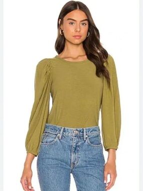 Nation LTD Olive Puff Sleeve Top